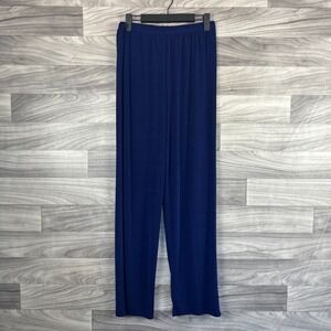 Jostar Pants Women's Medium Blue Polyester Stretch Straight‎ Leg Elastic Waist